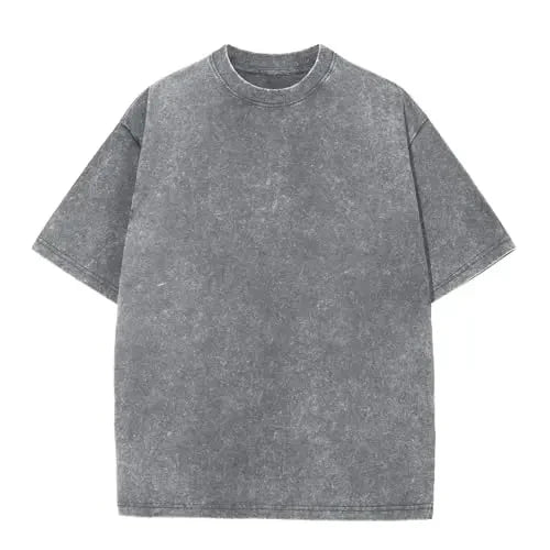 Men's Oversized Vintage Acid-Wash T-Shirt Heavyweight Cotton Streetwear for Gym & Everyday Wear