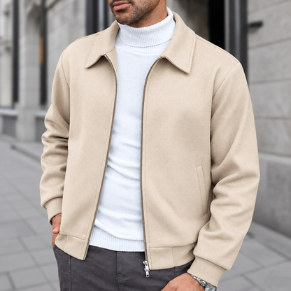 Men's Classic Collared Zip-Up Jacket – Casual Fall & Winter Outerwear