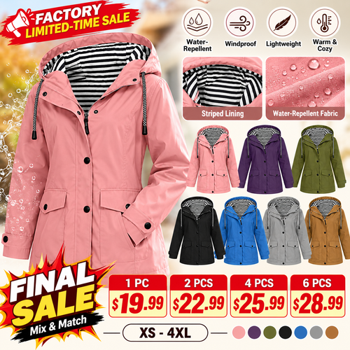 🏭 FACTORY LIMITED-TIME SALE ⚡ FINAL SALE – 4 FOR $25.99! Women's   Waterproof   Hooded Jacket