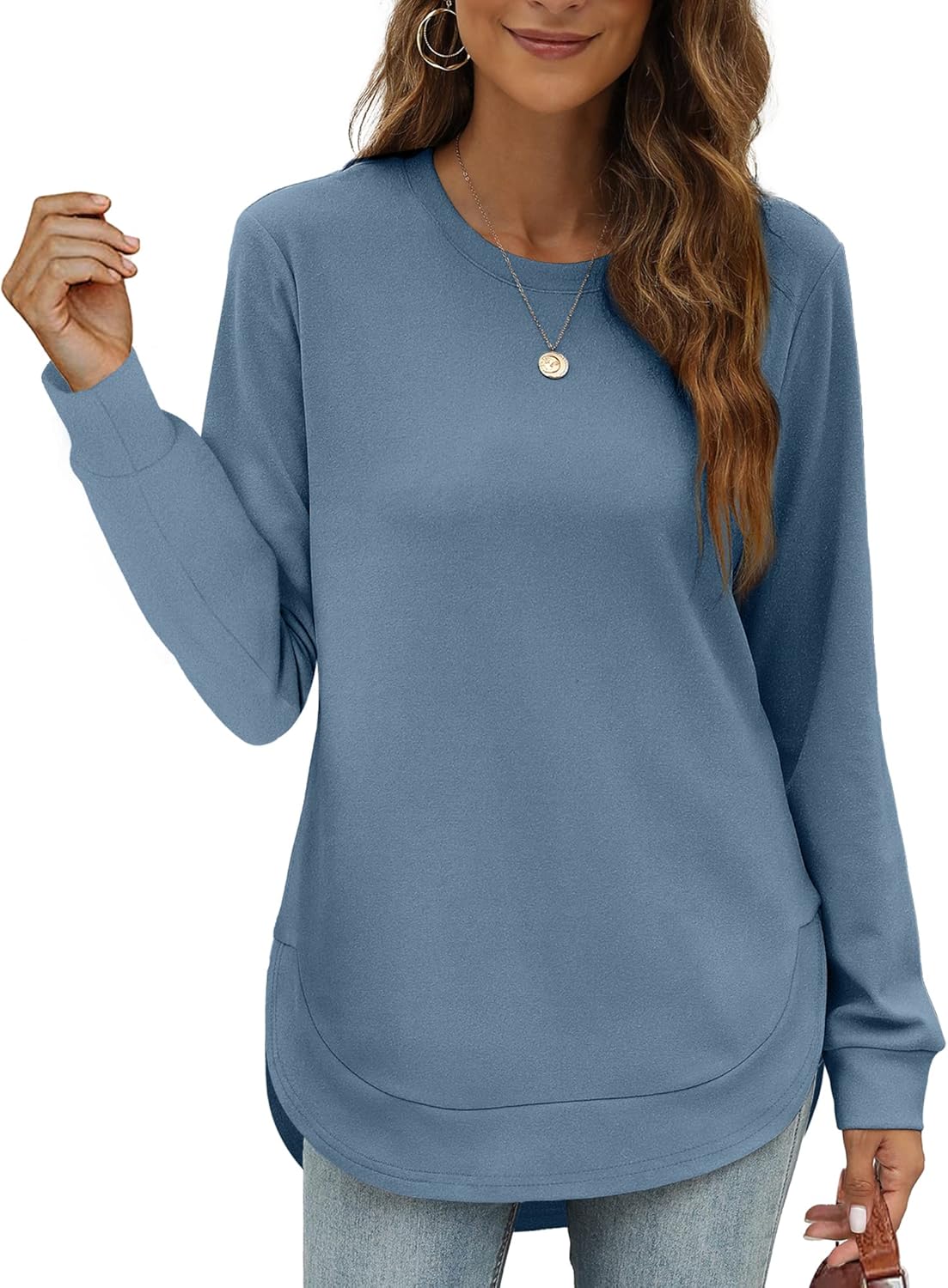 Limited time sale🔥Womens Sweatshirt Crewneck Long Sleeve Shirts Tops
