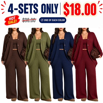 Plus Size Women's 3-Piece Knit Set