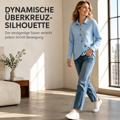 ✨Bestseller 👕 Weiches Waffelstrick-Top mit asymmetrischem Saum – Vielseitige Farben für jeden lässigen Anlass