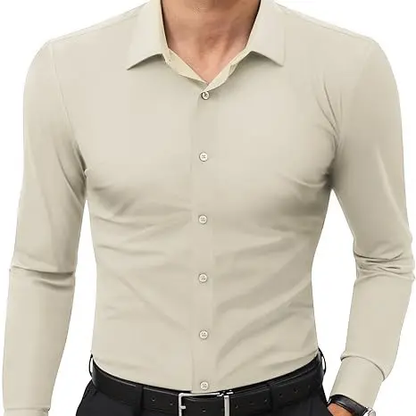 Men's Stretch Dress Shirt – Quick-Dry Anti-Wrinkle Slim Long-Sleeve Business Casual Top, Worldwide Shipping