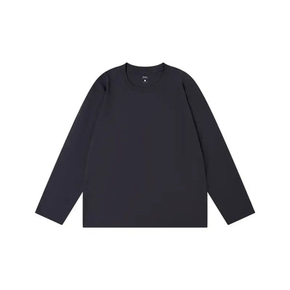 Unisex Retro 100% Pure Cotton Heavyweight Plant-Dyed Long Sleeve Crewneck T-Shirt