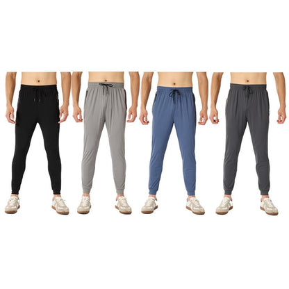 4-Pack Men's Joggers with Zipper Pockets Lightweight Cuffed Stretch Sweatpants Athleisure Outfit Big Guy Pants Athletic Workout Running Gym Fit for Spring & Summer Fashion