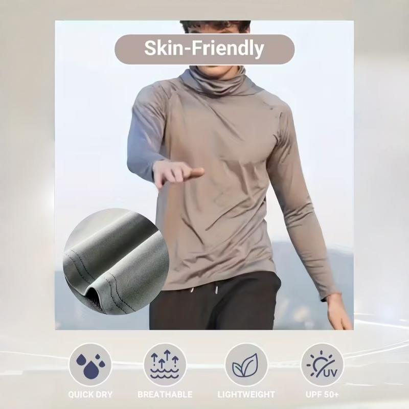 Men's UPF 50+ Sun Protection HoodedShirt with Face Mask