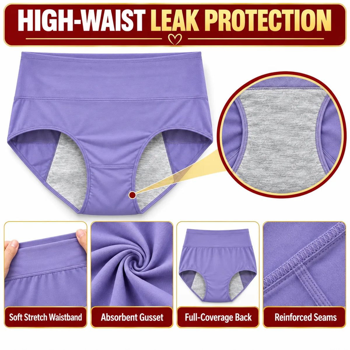 2026 Best Seller Women’s Comfort Support Bra & Leakproof High-Waist Panty Set