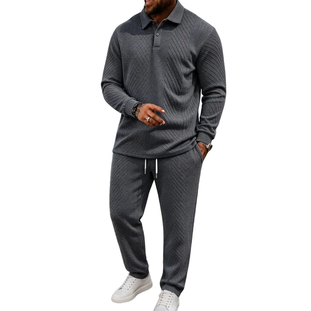Men’s Long-Sleeve Polo Shirt & Long Pants Set