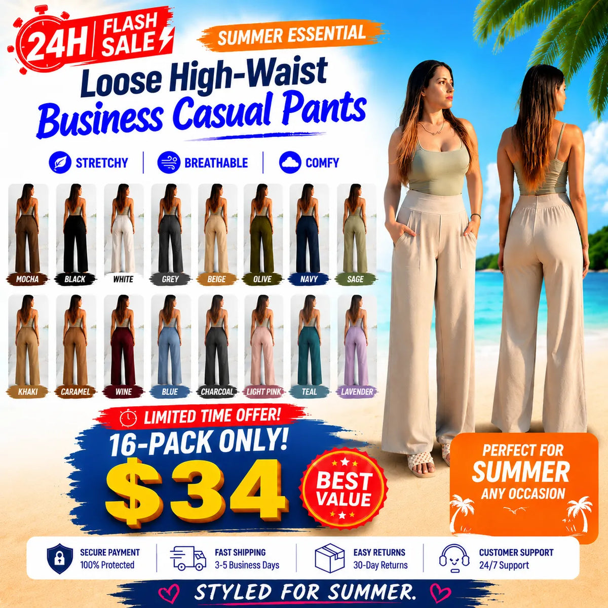 Loose High-Waist Business Casual Pants