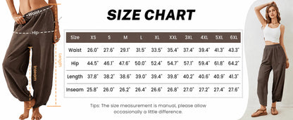 Womens Baggy Wide Leg Pants Casual Elastic Waisted Palazzo Harem Pants with Pockets