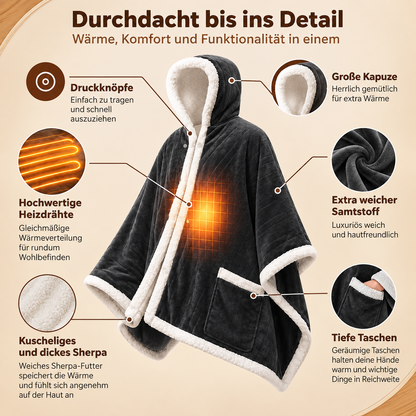 🔥Tragbare Heizdecke mit Fußtasche (Sherpa-Futter)🔥Überhitzungsschutz & Abschaltautomatik