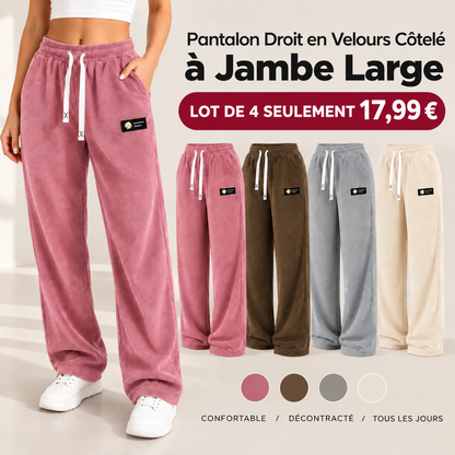 🏆  Einfarbige Damen-Cordhose mit geradem Bein