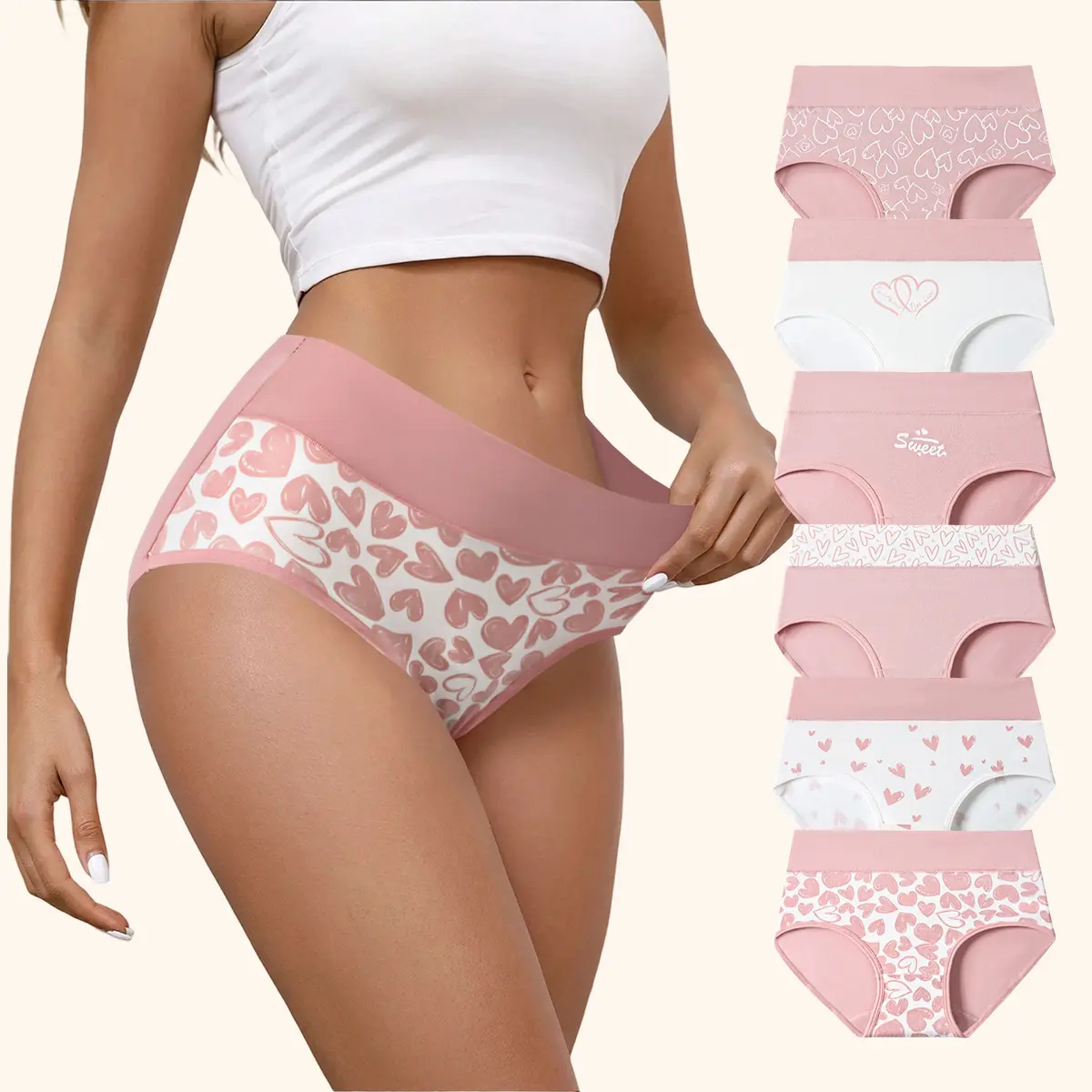 Women's 10-Pack High Waisted Tummy Control Panties – Pure Cotton Soft Seamless Hipster Briefs, Cute Full Print Comfort Underwear for Everyday Wear XS-XXXXL