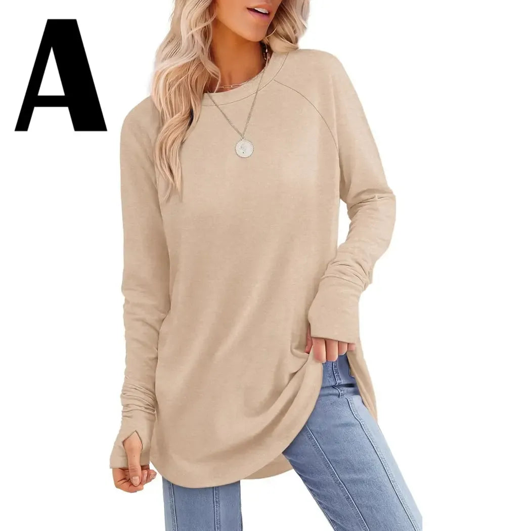 Women's Long Sleeve Tunic Top with Thumb Holes