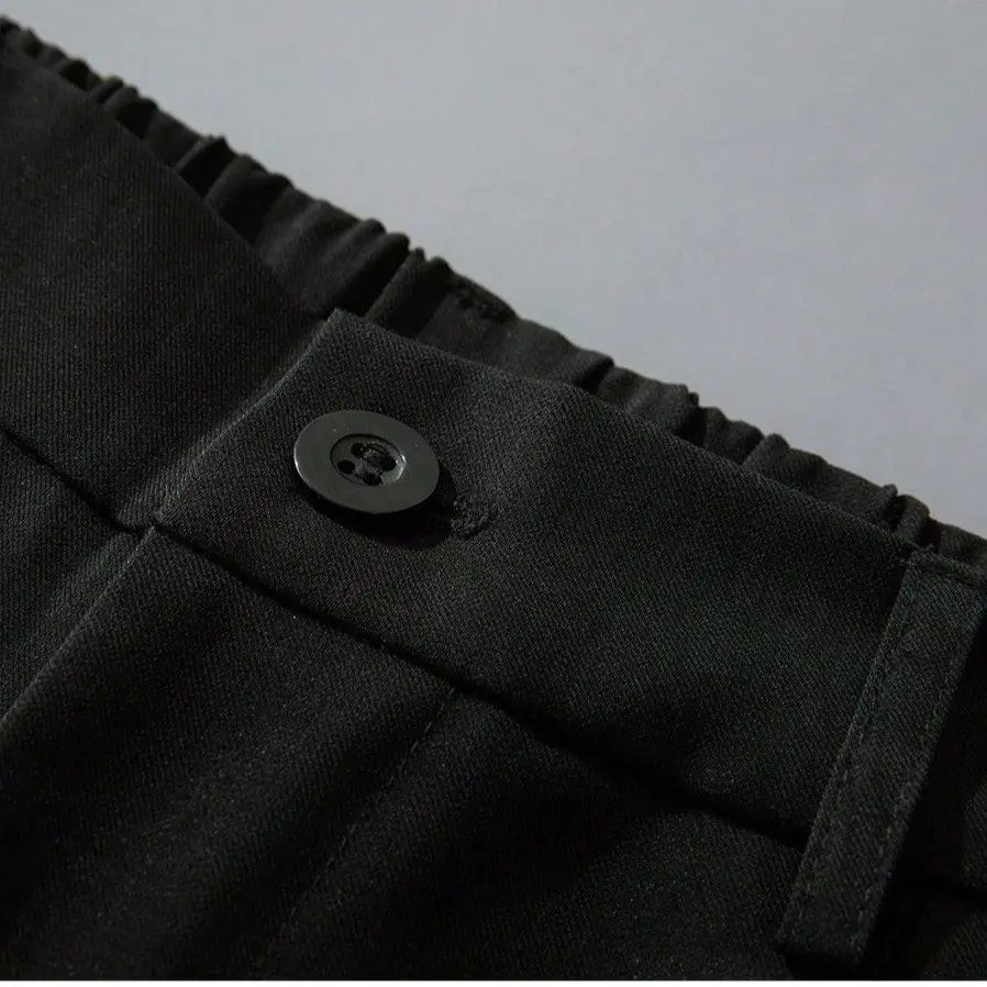 Men's Ice Silk Business Casual Pants, High Waist Pleated Slacks