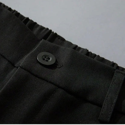 Men's Ice Silk Business Casual Pants, High Waist Pleated Slacks