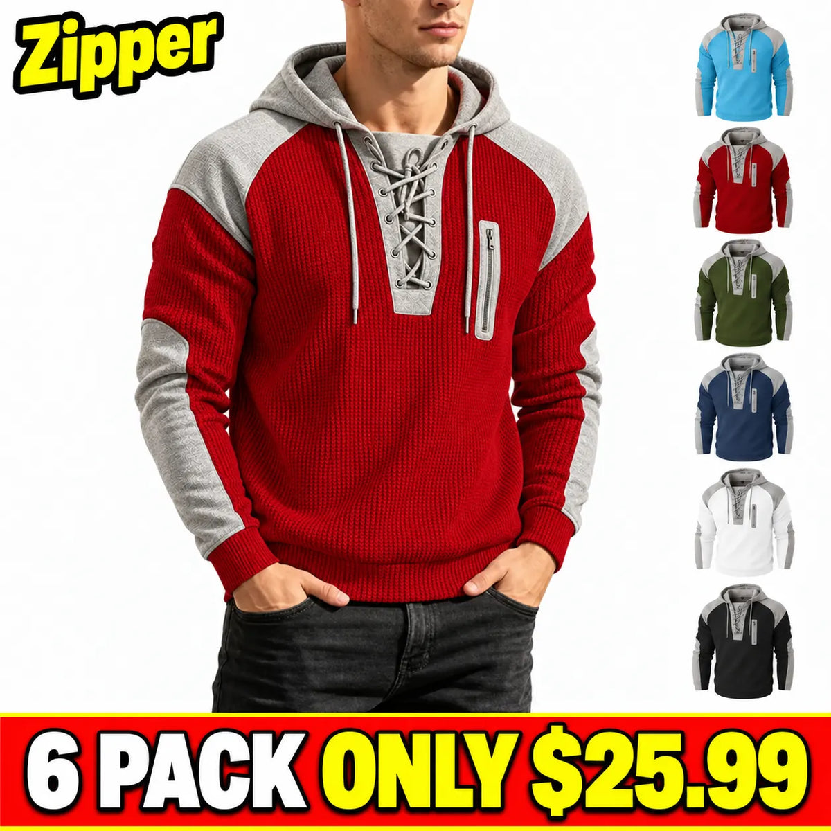 Men's Hooded Sweatshirt with Drawstring Pockets