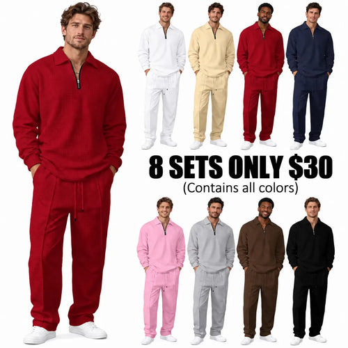Men's basic casual sweatshirt and sweatpants two-piece set