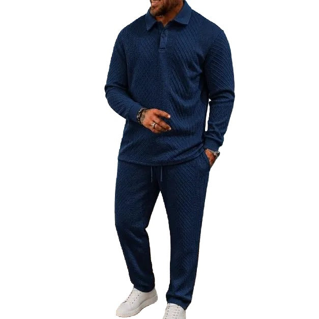 Men’s Long-Sleeve Polo Shirt & Long Pants Set
