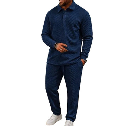 Men’s Long-Sleeve Polo Shirt & Long Pants Set