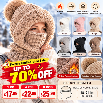 🎁Last Day Promotion 49% Off🔥Women's Winter One-Piece Knitted Beanie Scarf Mask