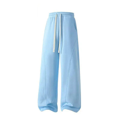 Men's Solid-Color Drawstring Pants with Curved Blade Design