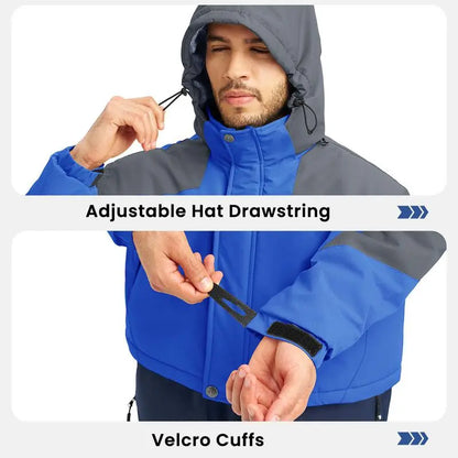 🔥Last day promotion⚡Men's Ski Snow Jacket  Waterproof Insulated Fleece Outdoor Mountain Hooded Winter Coat