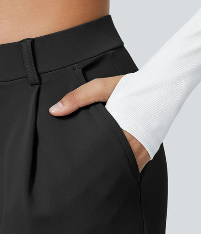 Big Spring Sale!High Waisted Side Pocket Straight Leg Work Pants