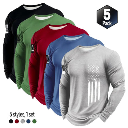 Men's 5-Pack Lightweight Long Sleeve Quick-Dry Athletic Shirts