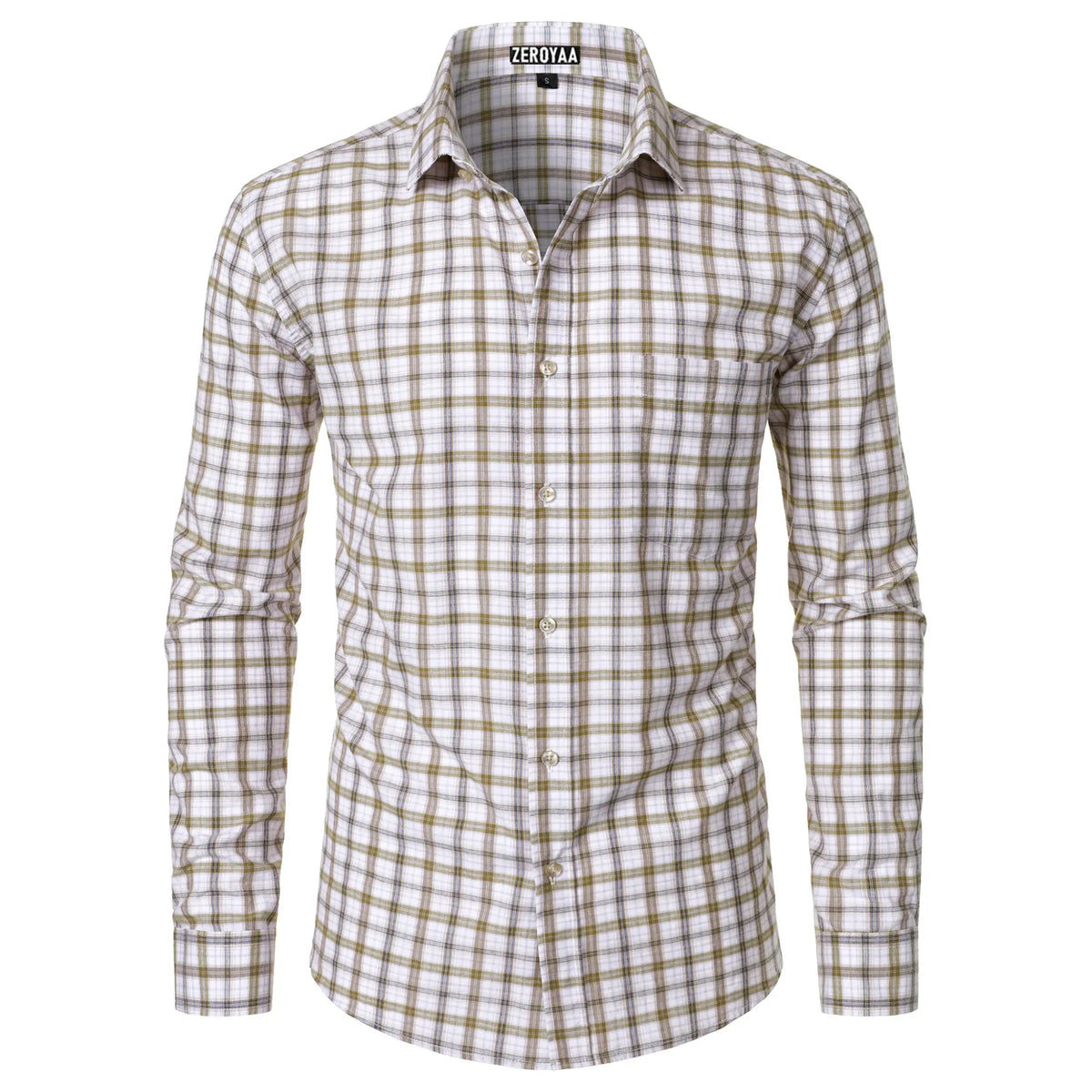 Men's Plaid Long Sleeve Dress Shirt