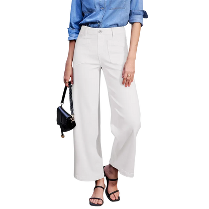 Women's wide leg high-waist stretch denim pants
