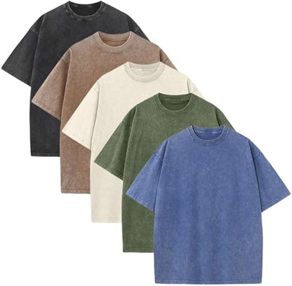 Unisex Plus Size 100% Cotton Acid Wash Oversized Heavyweight Vintage T-Shirt – Couple Style