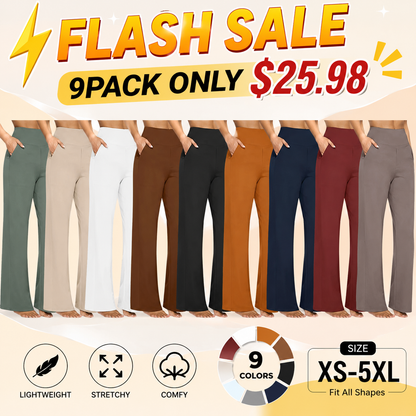 💚Women's High-Waist Wide Leg Pants – Business Casual Yoga Dress Pants with Pockets