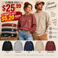 5 PACK ONLY $25.99（BLACK · HEATHER GRAY · NAVY · SAND · VINTAGE MAROON）
