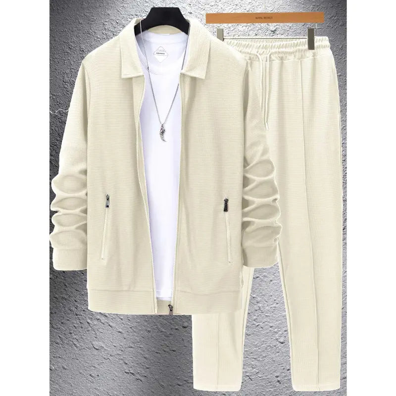 Men's 2-Piece Athletic Fitted Polyester Tracksuit Set