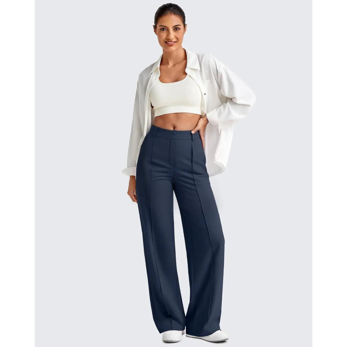 🔥 Letzter Tag: 90 % Rabatt 🔥 Damen-Yogahose mit geradem Bein aus Ponte-Stoff und praktischen Taschen