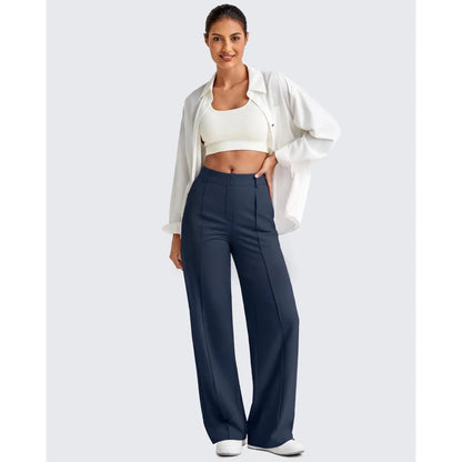🔥 Letzter Tag: 90 % Rabatt 🔥 Damen-Yogahose mit geradem Bein aus Ponte-Stoff und praktischen Taschen