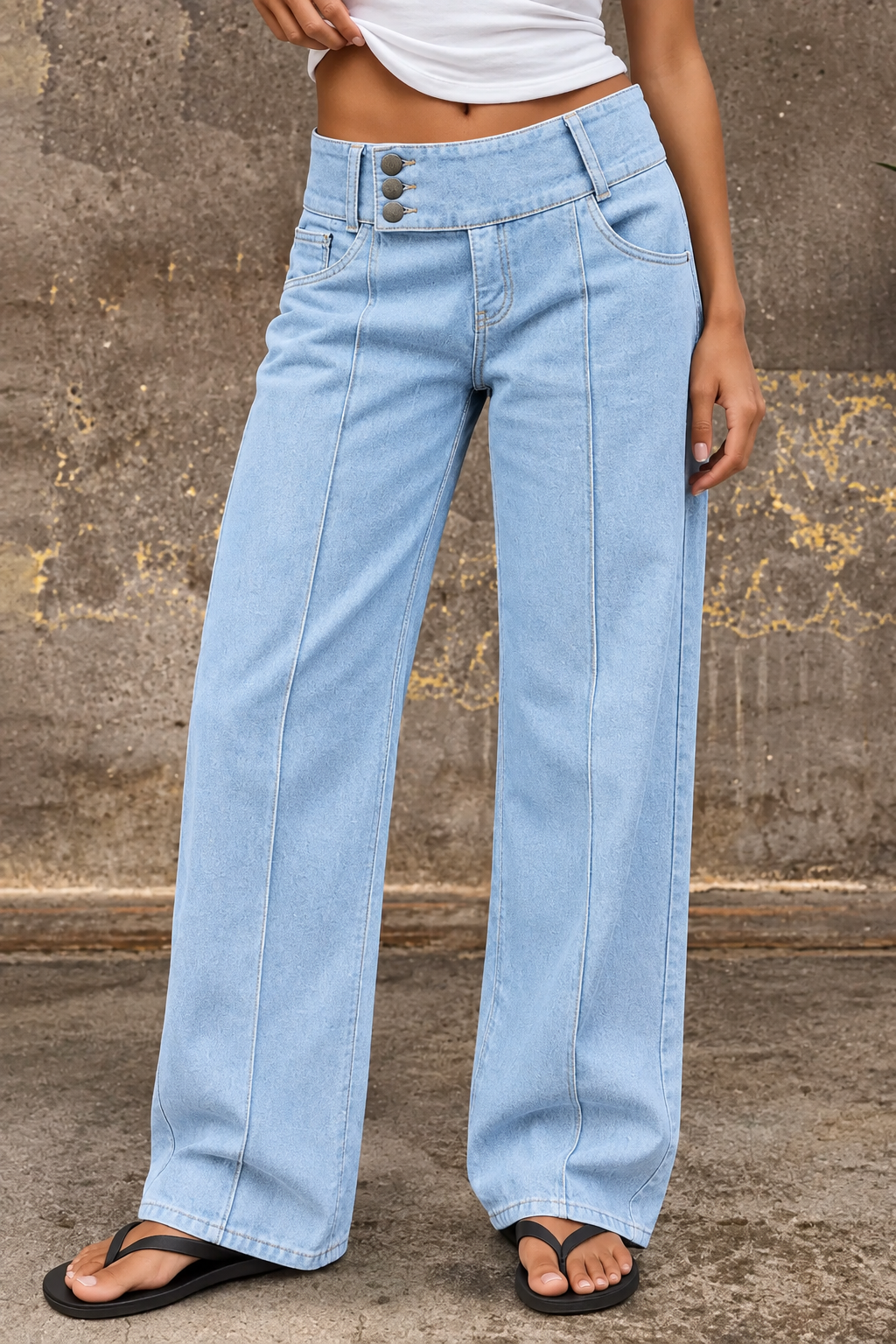 🔥 6 FOR ONLY $29.99! Asymmetrical Button Fly Mid-Waist Straight Leg Pants – Limited-Time Clearance Deal