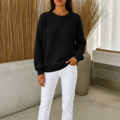 CLEARANCE SALE🔥Women's Waffle Knit Crewneck Sweatshirt