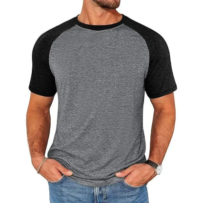 Men's Raglan Short Sleeve Crew Neck Casual Color Block Basic T-shirt