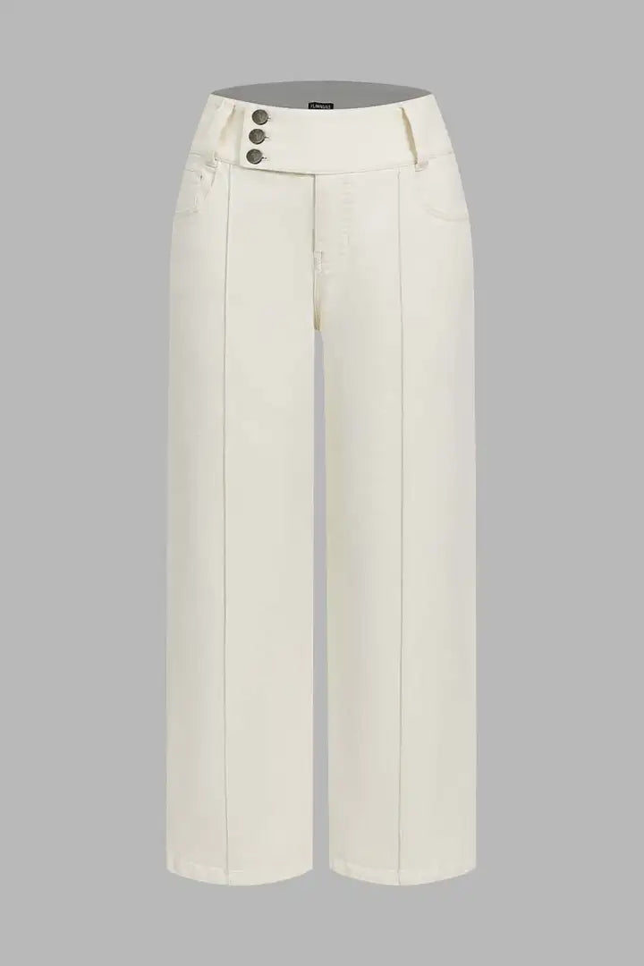 🔥 6 FOR ONLY $29.99! Asymmetrical Button Fly Mid-Waist Straight Leg Pants – Limited-Time Clearance Deal