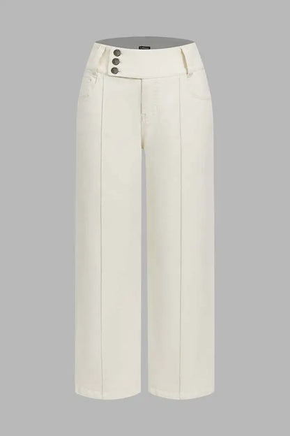 🔥 6 FOR ONLY $29.99! Asymmetrical Button Fly Mid-Waist Straight Leg Pants – Limited-Time Clearance Deal