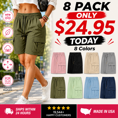 【LAST DAY SALE】Women's outdoor cargo shorts—multi-pocket design.