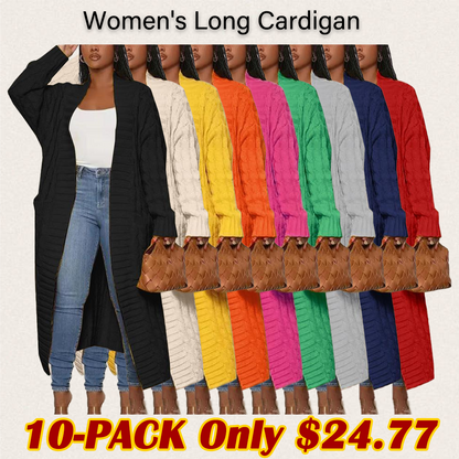 Women's Long Open Front Cardigan – Oversized Chunky Knit Duster Coat with Pockets, Cozy Soft Warm Sweater Jacket for Fall & Winter