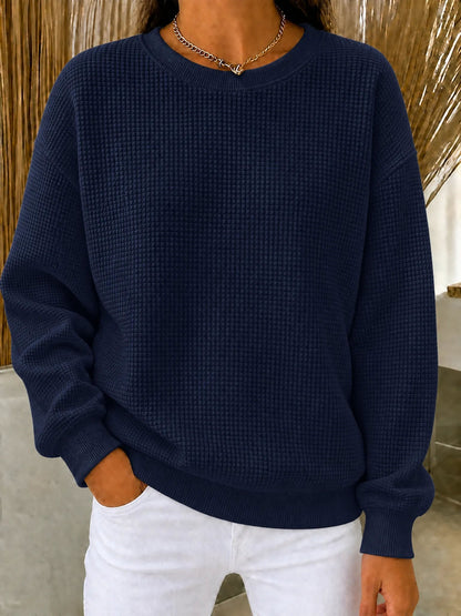 CLEARANCE SALE🔥🔥Women's Waffle Knit Crewneck Sweatshirt