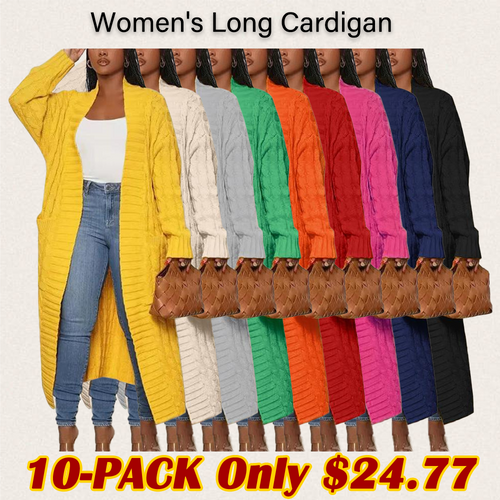 Women's Long Open Front Cardigan – Oversized Chunky Knit Duster Coat with Pockets, Cozy Soft Warm Sweater Jacket for Fall & Winter