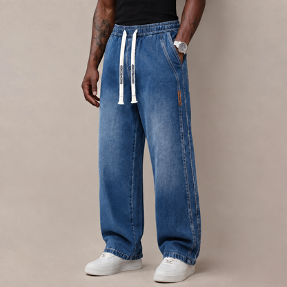🔥 BEST SELLER | Men's Stretch Cotton Loose-Fit Drawstring Jeans