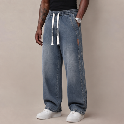 🔥 BEST SELLER | Men's Stretch Cotton Loose-Fit Drawstring Jeans
