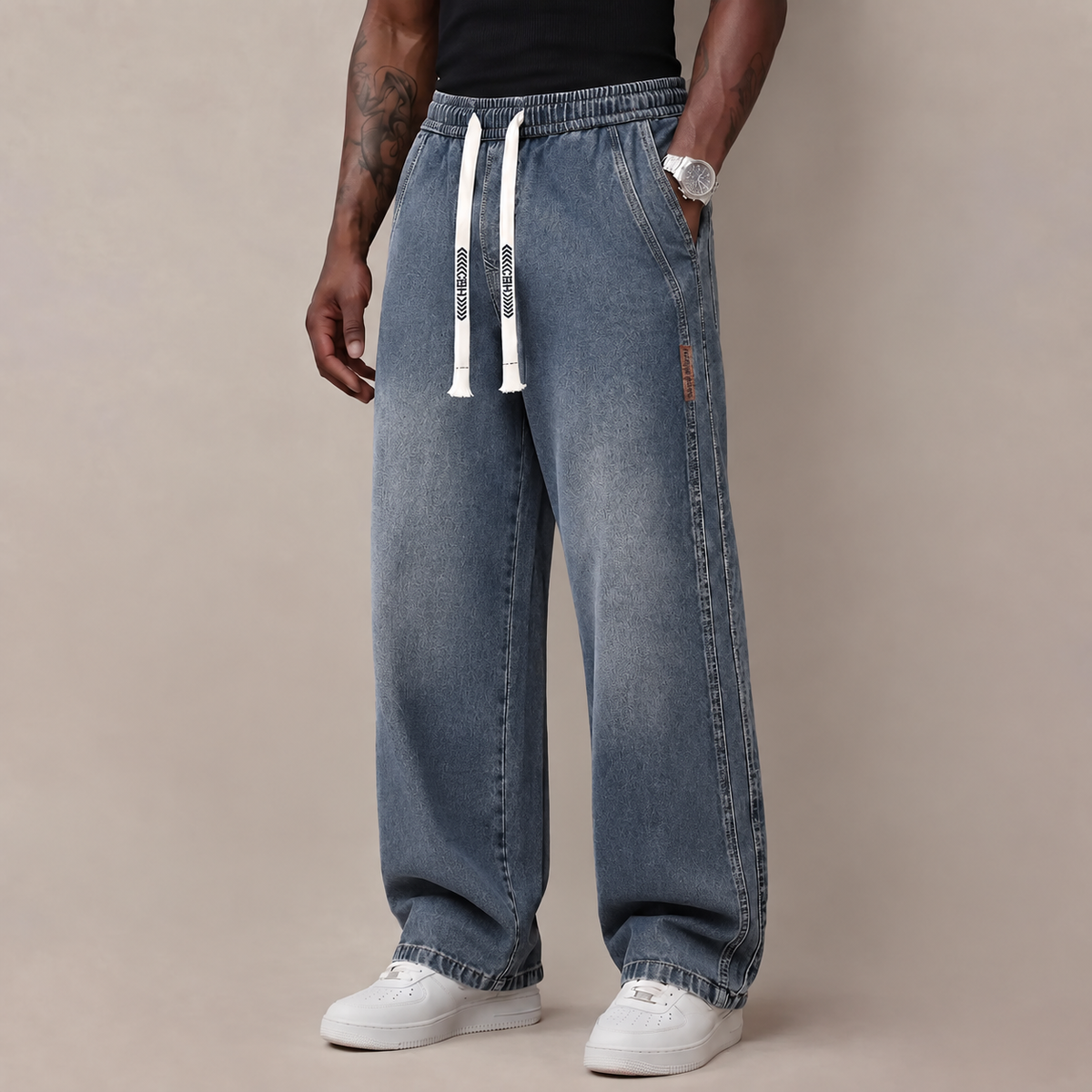 🔥 BEST SELLER | Men's Stretch Cotton Loose-Fit Drawstring Jeans
