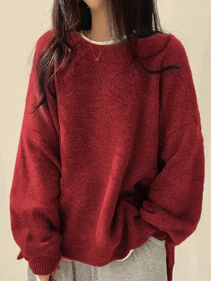 🤲Women's Drop Shoulder Split Hem Sweater